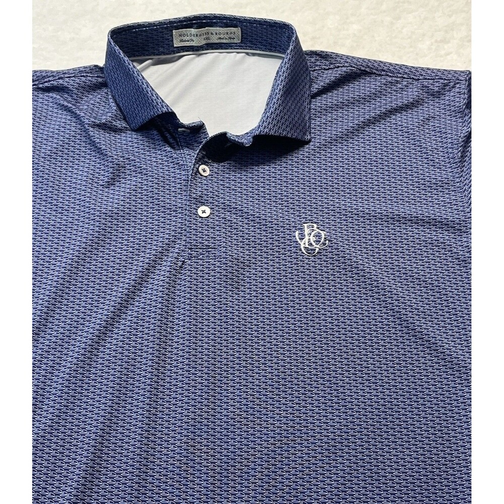 Holderness & Bourne Polo Mens XXL Navy White The Farme Tailored Fit Hat AOP